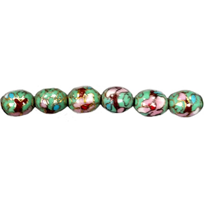 CLOISONNE RICE 07X10MM APPLE GREEN